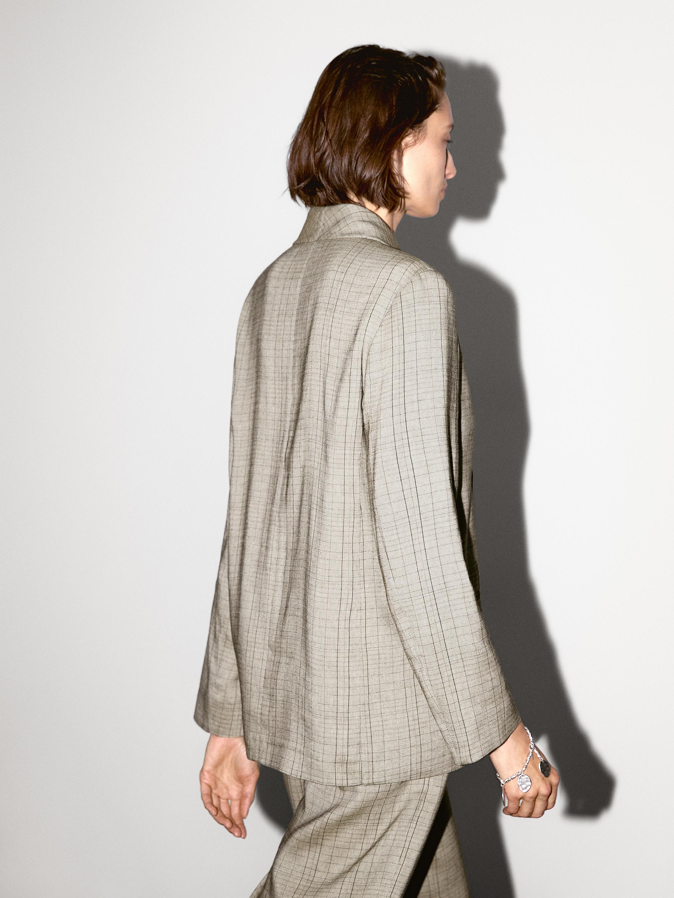 Check print shawl collar blazer